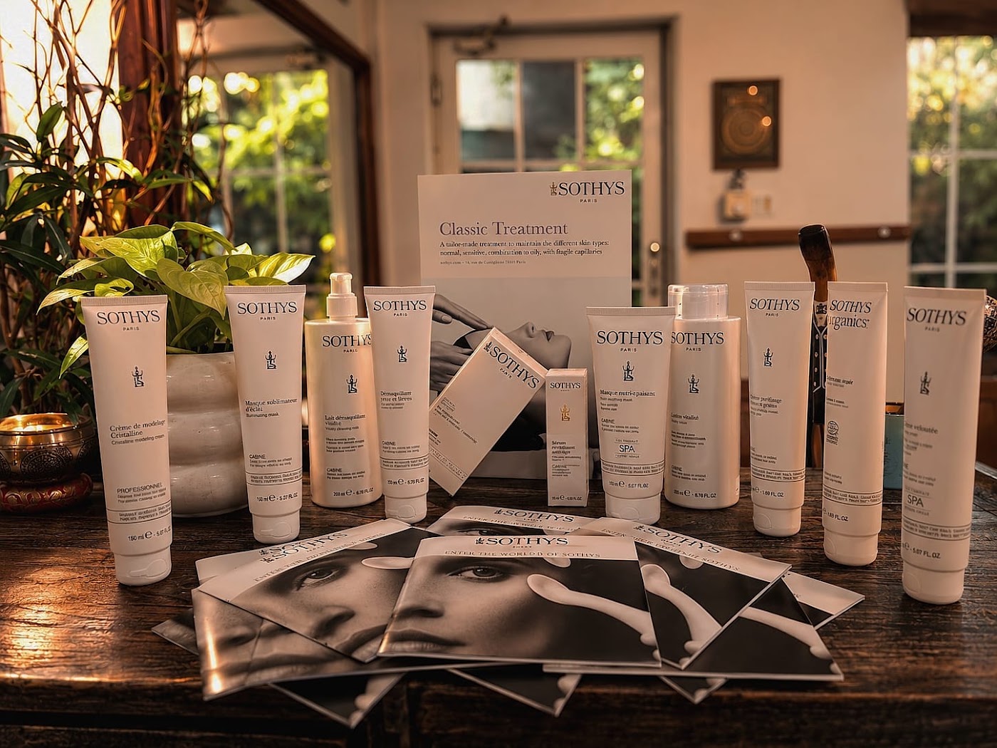 Skincare products at the salon